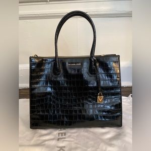Michael Kors Mercer Croc Large Crossbody Messenger Bag